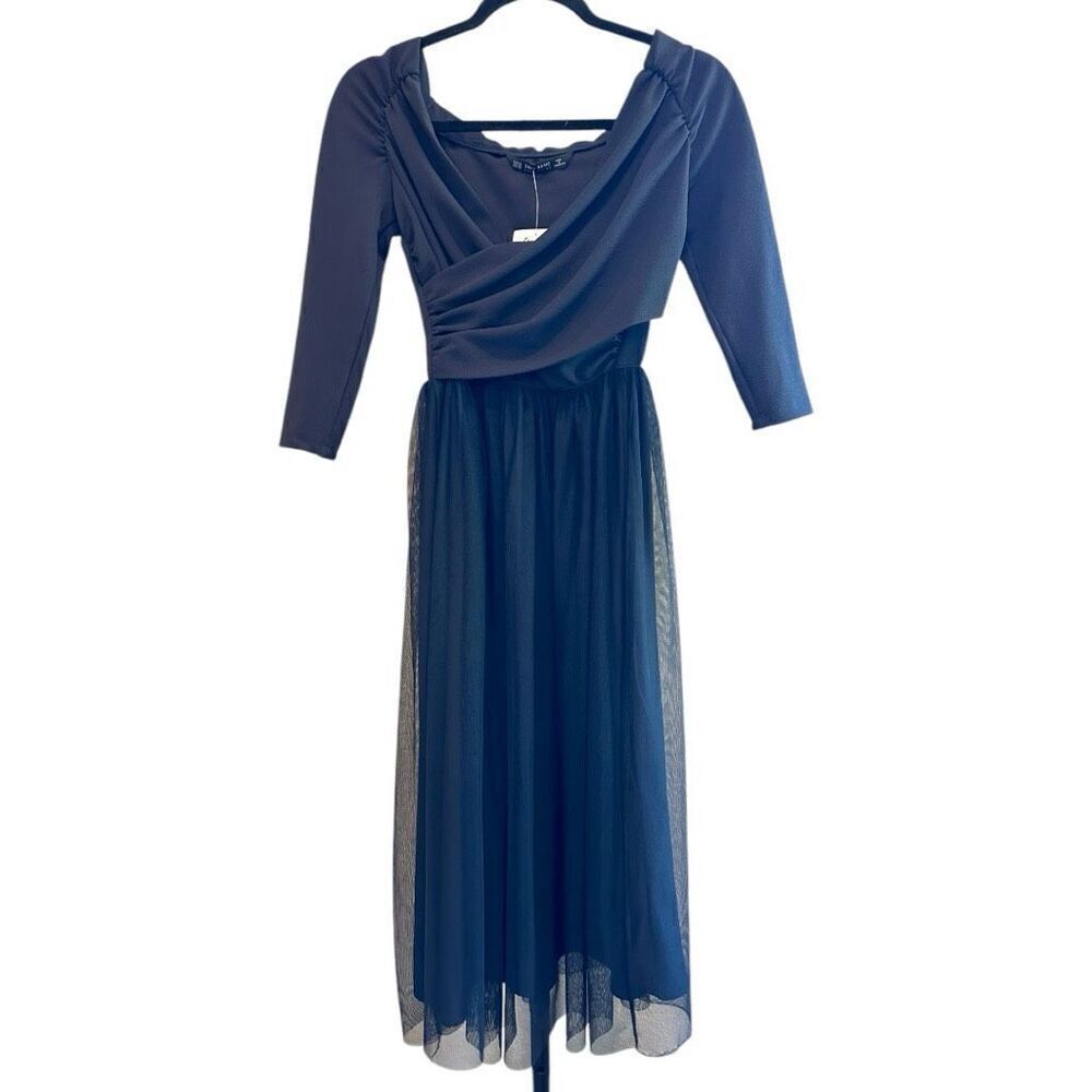 Size XS Zara Basic Collection Midi Mesh Dress in Black